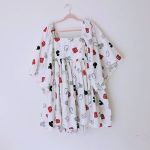 White Dress with Cartoon Print
